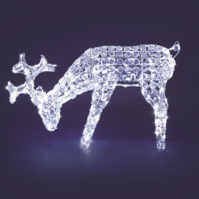 Renna luminosa con cristalli che bruca 3D 200 Led - Bianco Freddo