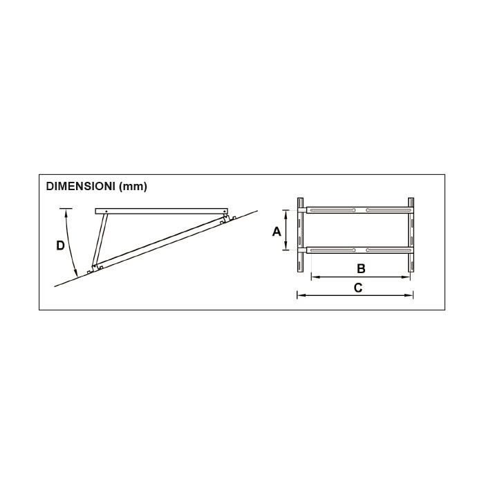 Staffa telescopica da tetto longitudinale per condizionatore TSTT - 140Kg