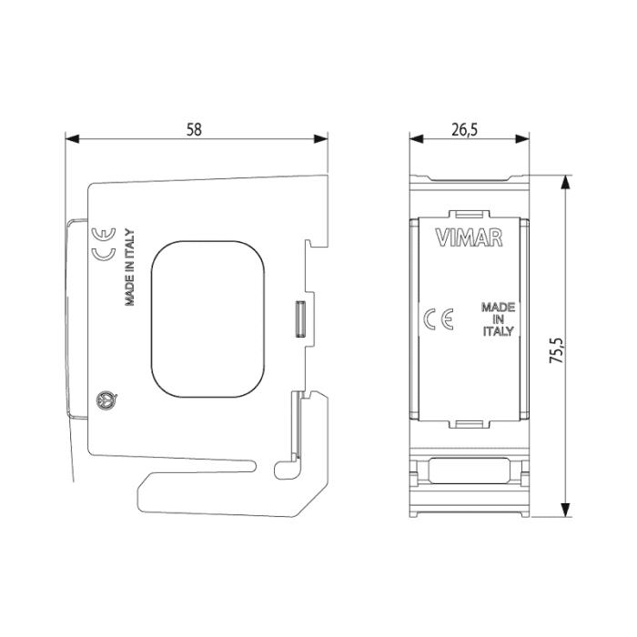 Supporto 1 modulo per installazione su guida DIN (60715 TH35) 