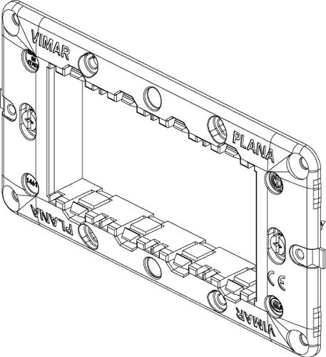 Supporto porta frutti per scatola rettangolare 4 moduli - Plana