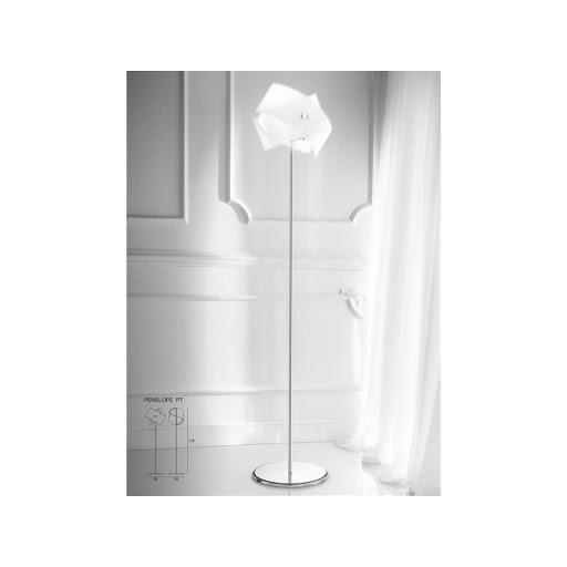 Piantana moderna cromata in vetro bianco con finitura lucida - Penelope