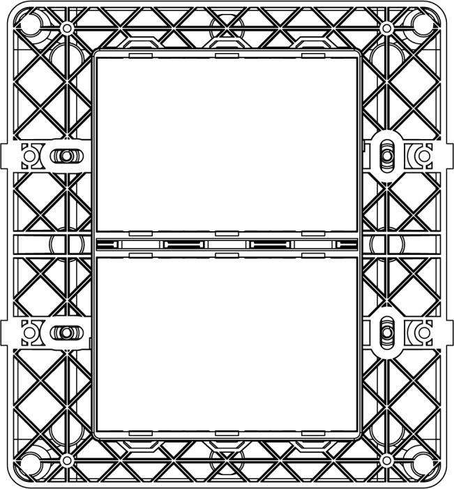 Supporto porta frutti per scatola rettangolare 6 moduli ( 3 + 3 ) - Plana