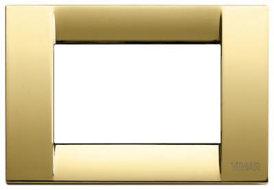 Placca 3 moduli classica in metallo Idea - oro lucido