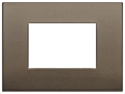 Placca 3 moduli classica in alluminio Arké - bronzo scuro