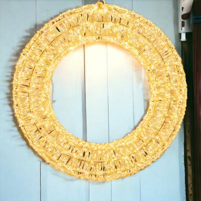 Corona luminosa in metallo bianco 3000 Led con flash 3D - Bianco Caldo