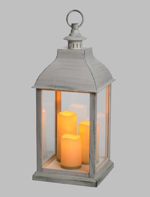 Lanterna bianca con tre candele Led a batteria