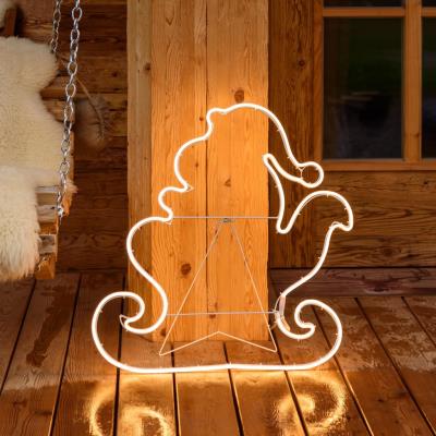 Slitta con Babbo Natale luminosa da esterno 2D 480 Led - Bianco Naturale