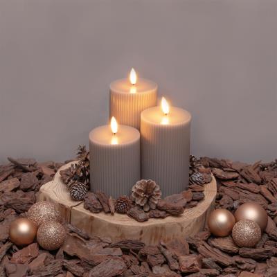 Set 3 candele a batteria con fiamma a Led - Tortora
