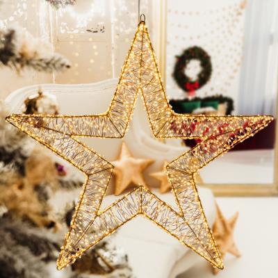 Stella luminosa in metallo marrone 3500 Led con flash 3D - Bianco Caldo