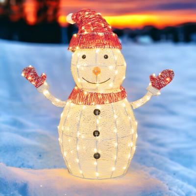 Pupazzo di neve luminoso in metallo da esterno 3D 190 Led - Bianco Caldo/Freddo