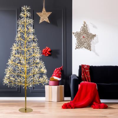 Albero champagne luminoso da esterno 2100 Led con flash - Abete