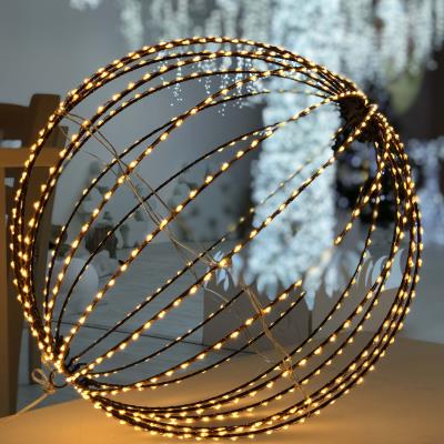 Sfera luminosa in metallo ripiegabile marrone da esterno 3D ø40cm - Bianco Caldo