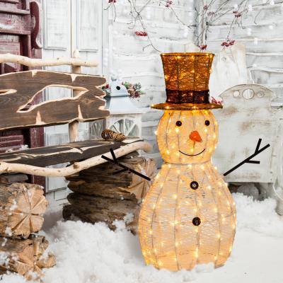 Pupazzo di neve luminoso in metallo da esterno 3D 160 Led - Bianco Caldo