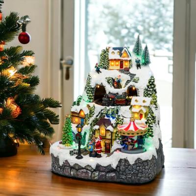 Carillon di Natale luminoso - Villaggio innevato con movimento