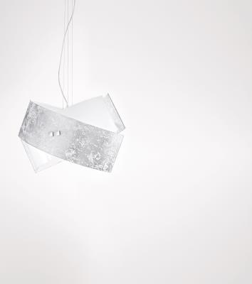 Sospensione moderna in vetro decorato in foglia d'argento - Camilla