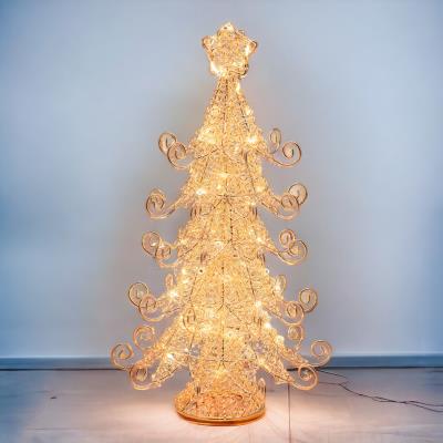 Albero di Natale luminoso in metallo rame da interno 3D 55 Led - Bianco Caldo
