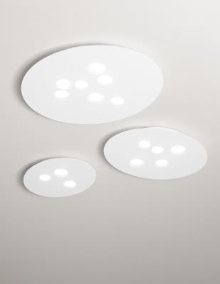 Plafoniera moderna ovale con tondi di luce bianca - Luna