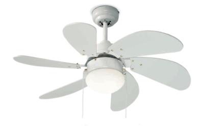 Ventilatore da soffitto minimale 6 pale Ø 76cm - bianco