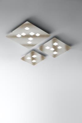 Plafoniera moderna quadrata con quadri di luce acciaio - Giselle