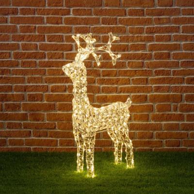 Renna luminosa 3D con cristalli 200 Led - Bianco Caldo