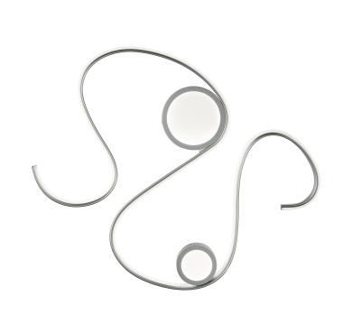 Plafoniera moderna Led a serpente con cerchi in metallo argento - Snake